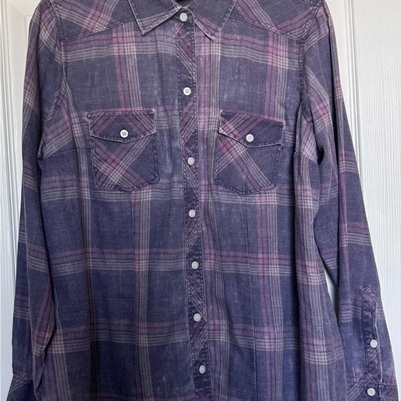 TORRID PURPLE PINK PLAID BUTTON DOWN SHIRT SIZE 00 NEW WITHOUT TAGS. - Picture 9 of 10